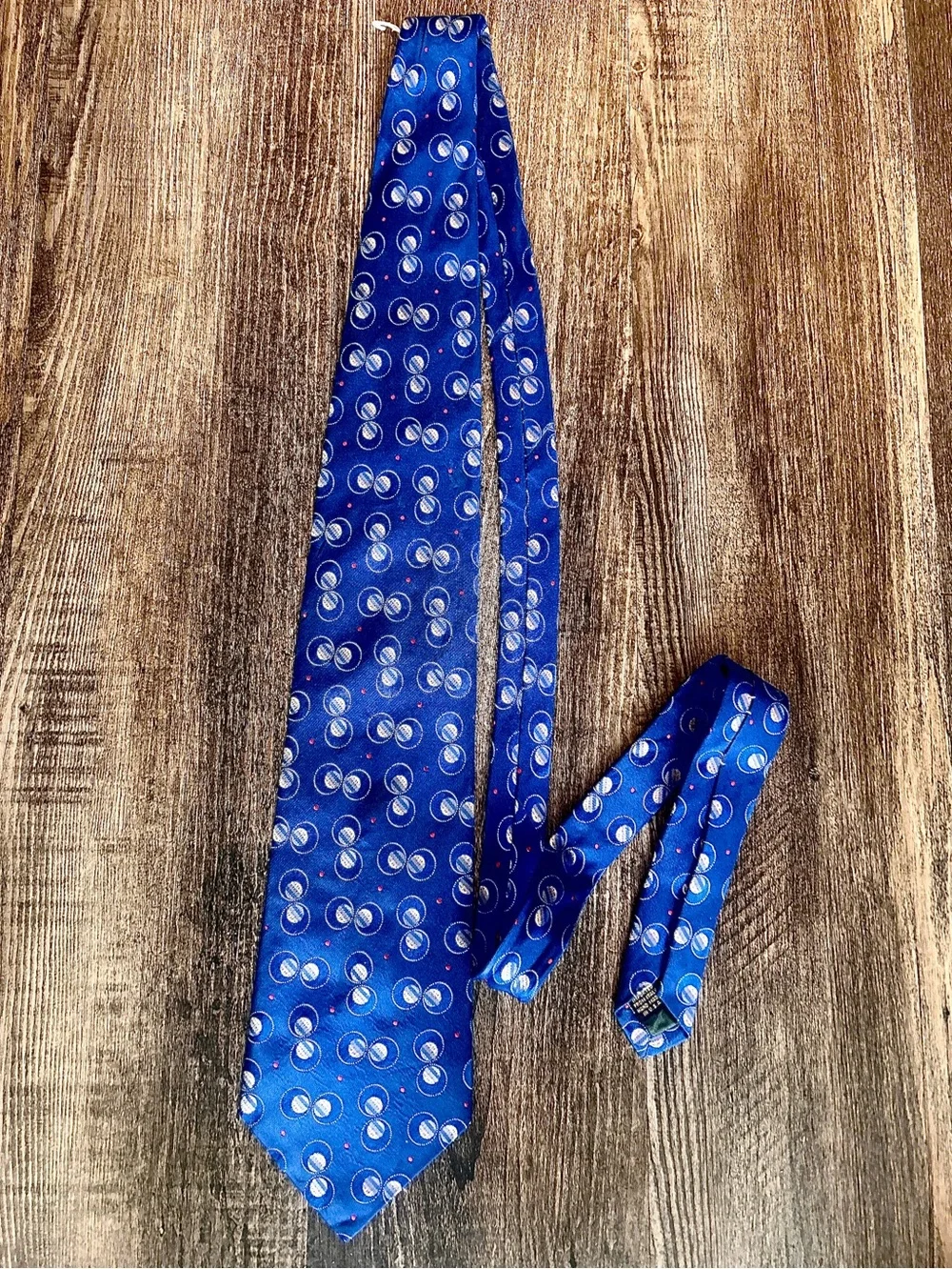 XMI Platinum Blue Patterned Olive Men's Tie 100% Silk from Italy
